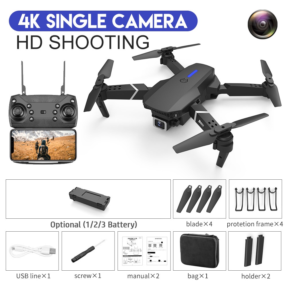 ภาพสินค้ามีสินค้า 2022 E88 Pro Drone โดรนติดกล้อง HD 4k โดรนบังคับ โดรนควบคุมระยะไกล WIFI โดรนถ่ายภาพทางอากาศระดับ เคร จากร้าน jamesgao1 บน Shopee ภาพที่ 2