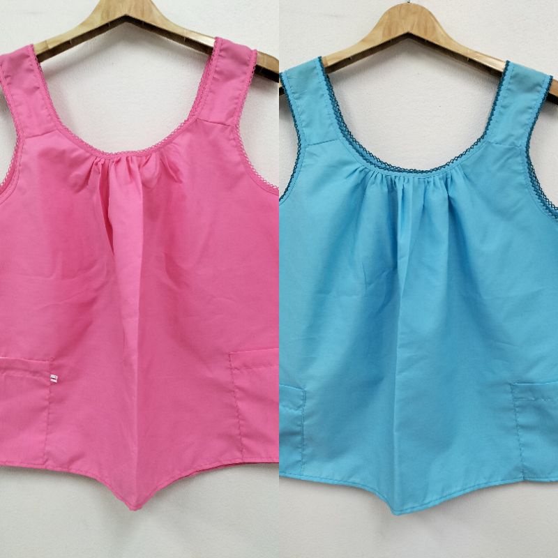 เสื้อคอกระเช้าผู้ใหญ่ผ้าcottonสีพื้นคอถักมีกระเป๋าพร้อมซิป