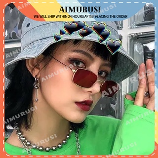 (AIMURUSI) 【พร้อมส่ง】แว่นตากันแดด กรอบโลหะ ทรงสี่เหลี่ยมผืนผ้า เข้ากับทุกการแต่งกาย แฟชั่นเรโทร สไตล์เกาหลี สําหรับผู้หญิง