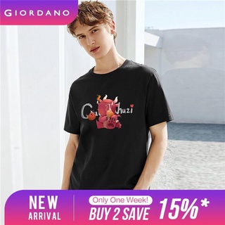 Giordano Men HuZi Series T-Shirts Quality Printed Pattern T-Shirts Casual Short Sleeves Ribbed Crewneck Summer T-Shirts