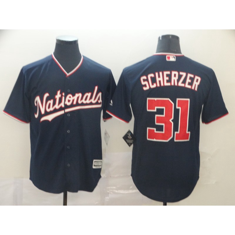 เสื้อกีฬาเบสบอล-ลายทีมชาติวอชิงตัน-mlb-31-max-scherzer-สีขาว-แดง-น้ําเงิน