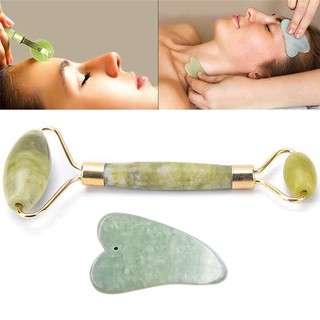 FA GuaSha Board Tool Set Massager Thin Jade Face + Roller Facial Body