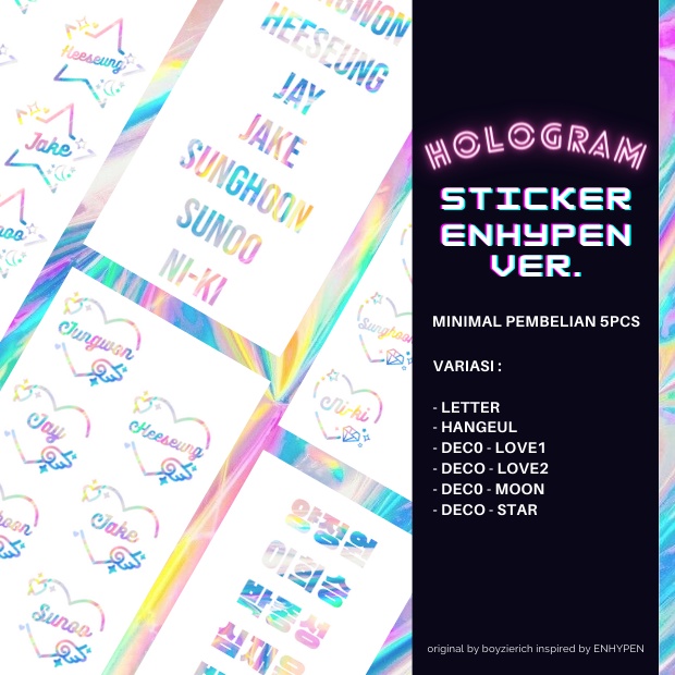 (นาที 3 ชิ้น) ENHYPEN HOLOGRAM STICKER DECO FANMADE STICKER ตกแต่ง ...