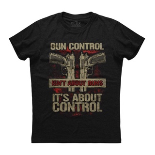 [S-5XL]เสื้อยืด พิมพ์ลาย Gun Control Isnt About Guns It About Control สีดํา สไตล์คลาสสิก ไม่ซ้ําใคร สําหรับผู้ชาย 88197
