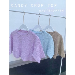 New Candy Crop Top🤍🪵 เปิดตัวน้อนใหม่ เสื้อครอปทอป น่ารักมาก  🧸ทำจากผ้าอัดยับอย่างดี ฟรีไซส์  อกได้ถึง 42🥺 ราคา 210฿