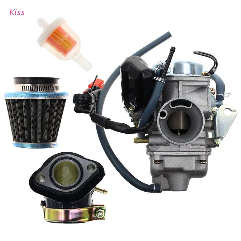 24mm Carburetor With Electric Choke For GY6 4 Stroke 125cc 150cc ATV Go Kart Moped Scooter Kazuma Taotao Roketa Jcl Baja Sunl Free Gas Filter