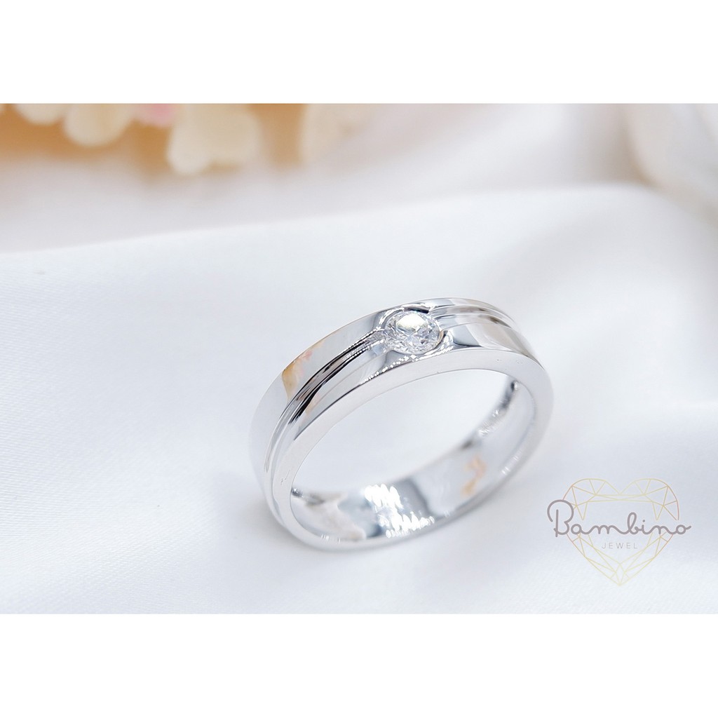 ง่นสั่งทำ-แหวนเพชรชาย-แหวนแต่งงาน-เพชรเม็ดเดี่ยว-0-18ct-ตัวเรือนทองคำขาว18k-จัดส่งฟรีพร้อมใบรับประกัน
