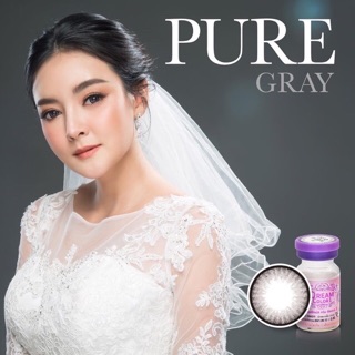 Pure Gray 💜Dream Color 1💜ฝาม่วง บิ๊กอาย สีเทา Bigeyes สายตาปกติ สายตาสั้น แฟชั่น ค่าสายตา คอนแทคเลนส์ Contact Lens ตาโต