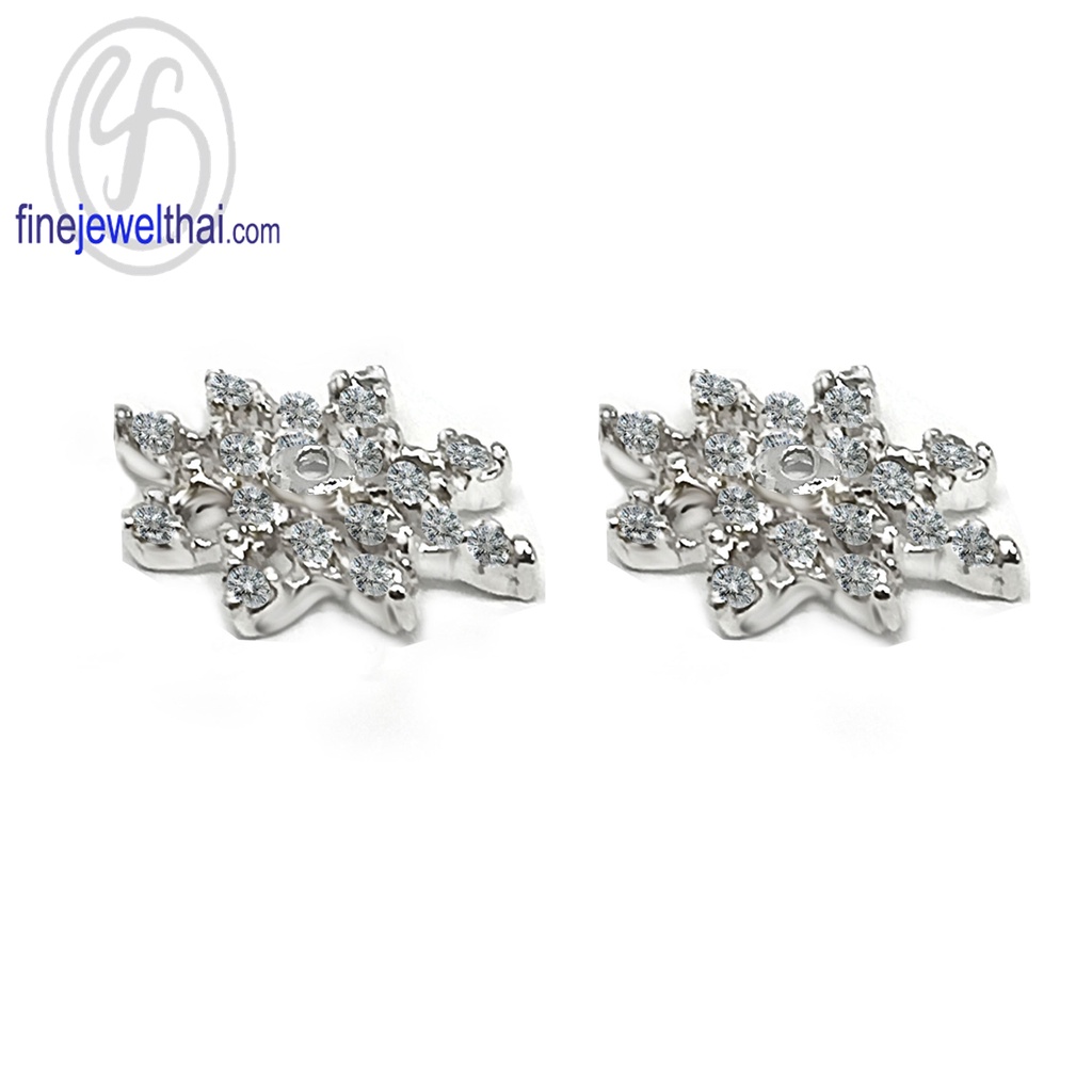 ฐานต่างหูเพชรcz-ฐานต่างหูเงินแท้-diamond-cz-silver-earring-jacket-finejewelthai-e1094cz00jk-ราคาเฉพาะฐาน-ไม่รวมต่างหู