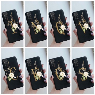 เคส Xiaomi Redmi note 11 pro 5G 11s แฟชั่น ดอกไม้ ตัวอักษร รูปแบบ ยางสีดํา เคสโทรศัพท์ ป้องกันเต็มรูปแบบ