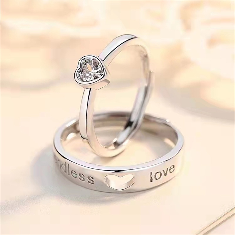 แหวนแต่งงาน-รูปหัวใจ-ประดับเพชร-แหวนแกะสลักตัวอักษร-สีเงิน-สําหรับคู่รัก