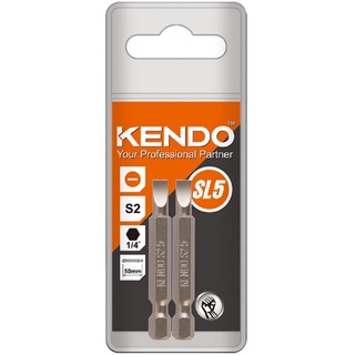 KENDO 21320505 ดอกไขควงลมหัวเดี่ยว แบน SL5 × 50 mm (2 ชิ้น/แพ็ค)