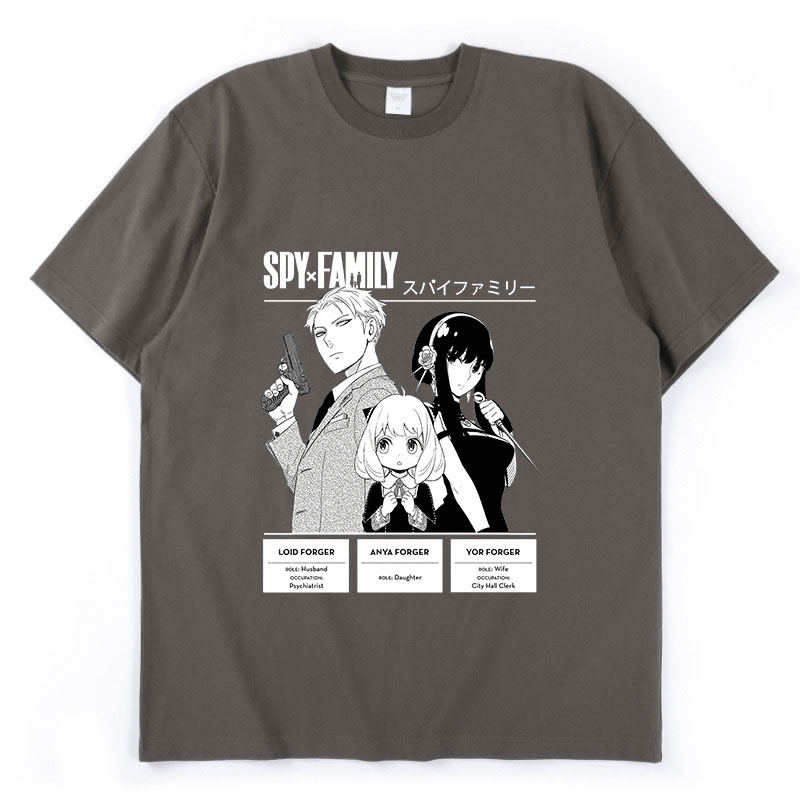 เสื้อยืดโอเวอร์ไซส์เสื้อยืดแขนสั้น-พิมพ์ลายการ์ตูนอนิเมะ-spy-x-family-manga-anya-forger-yor-forger-loid-forger-สไตล์ฮารา