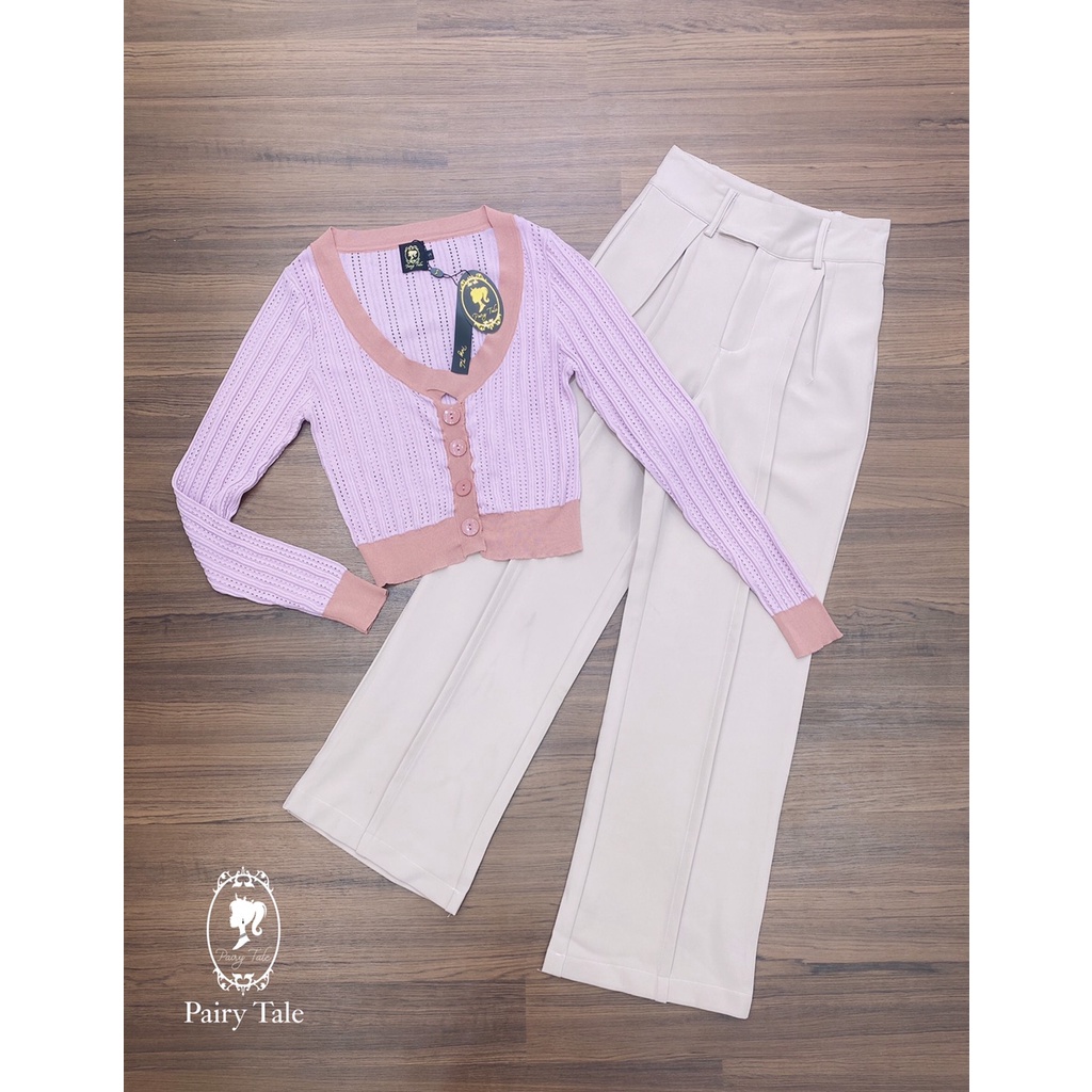 pairy-tale-setเสื้อทอไหมพรมสีชมพูกางเกงสีครีมขากระบอก-ใส่แมตกันตามแม่เป้ยหรือจะแยกกันก็ได้จ้า-เนื้อผ้าดีมาก