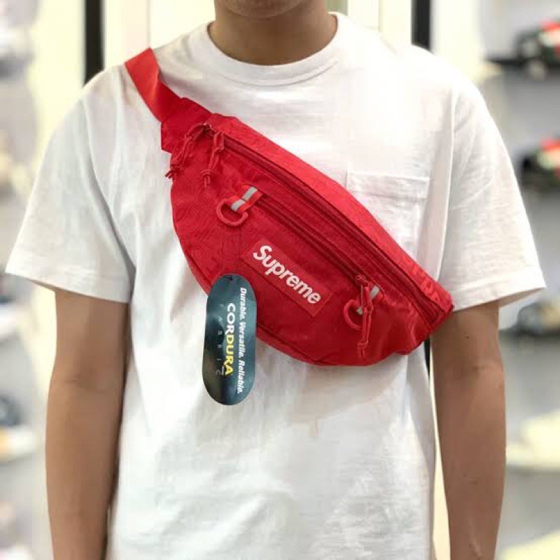 Supreme red hotsell waist bag ss19