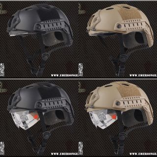 หมวกฟาส ยี่ห้อ Emerson  รุ่น เลนส์กระจก (Fast Helmet)  มี3สีให้เลือกสีดำ​ สีทราย​