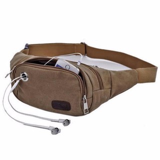 Fin 1 กระเป๋าสะพาย คาดเอวได้ Man Canvas Belt Waist Bag รุ่น Sport 1327 (สีกาแฟ)