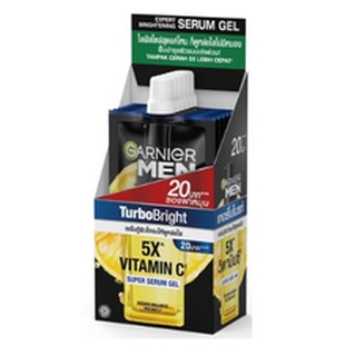 (6ซอง/กล่อง) GARNIER MEN TURBO BRIGHT Vitamin C 5X SUPER SERUM การ์นิเย่ เมน เทอร์โบ ไบรท์ 5X ซูเปอร์ เซรั่ม เจล