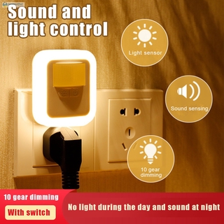 ✿BM✦ LED Sound Light Control Sensor Smart Home Night  Plug-in Motion Sensor Light Wall Night Lamp Stair Closet Light