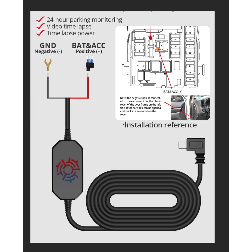 ของกล้องติดรถยนต์-hardwire-kit-สายต่อตรง-70mai-ทุกรุ่น-parking-surveillance-cable-เพื่อใช้โหมดจอดรถ-บันทึก-24-ช-ม