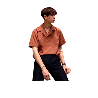 [ลด10% โค้ด PAYMEN] S4: ราคาส่ง มี 10 สี‼️ เสื้อเชิ้ตแขนสั้นสีพื้น ไม่มีกระดุม สไตล์เกาหลี มีไซส์ M L XL คุณภาพดี