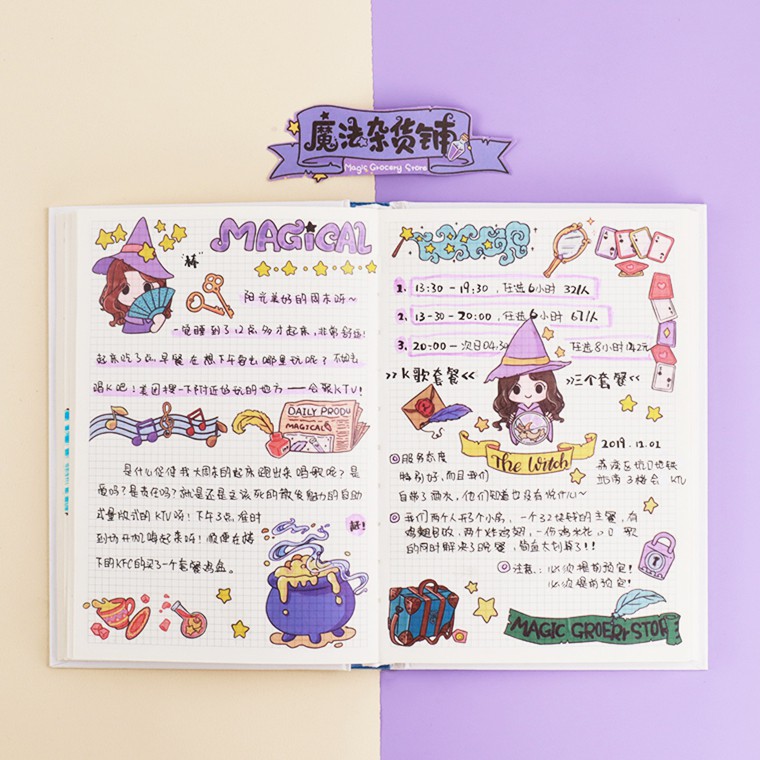 gogo-handbook-sticker-สติกเกอร์กระดาษ-ลายการ์ตูนแม่มดน่ารัก-สไตล์เกาหลี-ญี่ปุ่น-สําหรับตกแต่งสมุดภาพ-ร้านขายของชํา-diy
