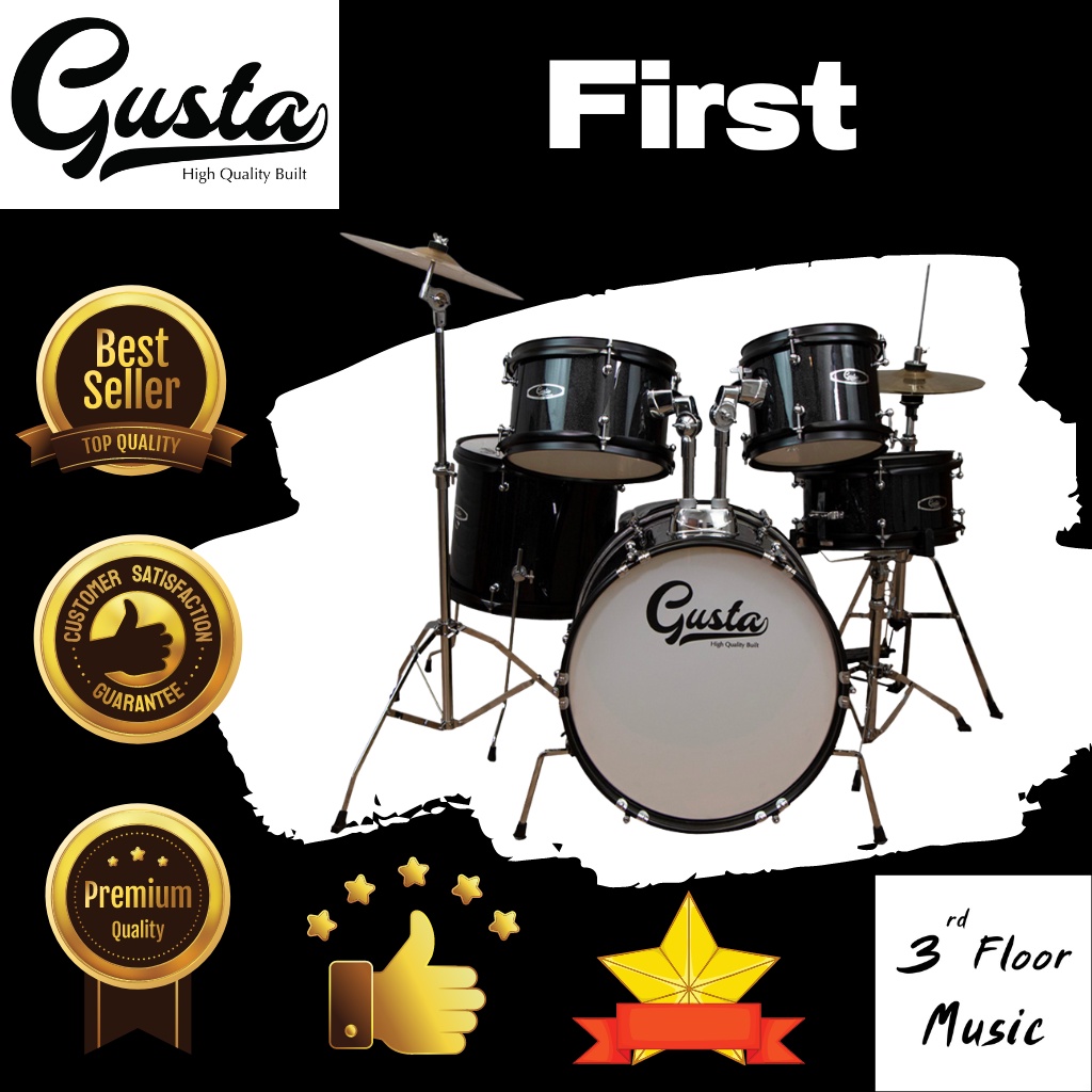 gusta-first-กลองชุด-acoustic-drums-แถมฟรี-เก้าอี้-ไม้กลอง-จากร้าน-3rd-floor-music