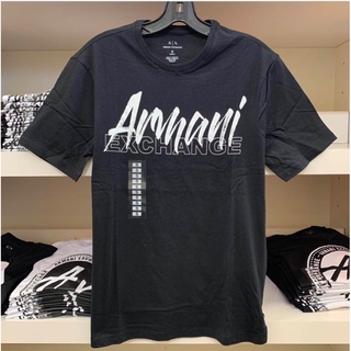Armani Exchange Ax เสื้อยืดลําลองแฟชั่นสําหรับผู้ชายผ้าฝ้ายแขนสั้นคอกลมพิมพ์ลาย