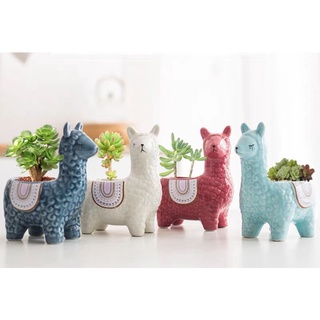 พร้อมส่ง! กระถางอัลปากา (Alpaca) สัตว์คอยาวขนนุ่ม จากเทือกเขาแอนดีส​ Stoneware​ สโตนแวร์​ที่สร้างสรรค์