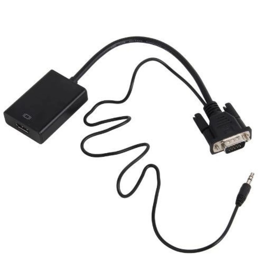 ภาพหน้าปกสินค้าHDMI ตัวแปลงสัญญาณ VGA TO HDMI with audio full hd มีเสียงด้วย (Black)  655 จากร้าน lilishop1234 บน Shopee