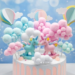 Pompoms Cloud Birthday อุปกรณ์เสริมสําหรับตกแต่งเค้กวันเกิด