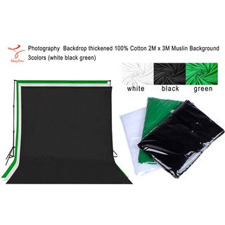 Photography Backdrop thickened 100% Cotton 2M x 3M Muslin Background with 3colors for choosing(white black green)