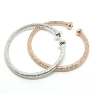 กำไลข้อมือแบบ Cuff Platinum Plated สี Silver และ Rose Gold