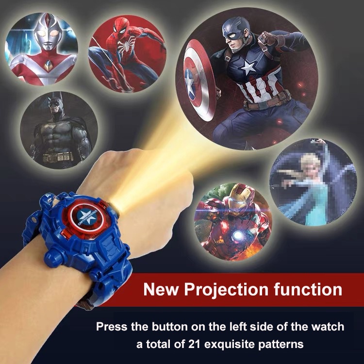 ใหม่-2in1-นาฬิกาข้อมืออิเล็กทรอนิกส์-ดิจิทัล-ลายหุ่นยนต์-spiderman-ironman-frozen-ultraman-ของขวัญ-สําหรับเด็ก