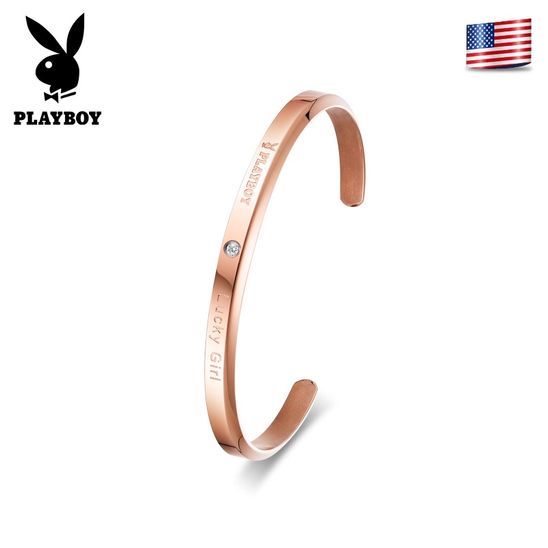 ราคาและรีวิวPLAYBOY กำไลข้อมือสเตนเลส แต่งเพทาย ปรับได้