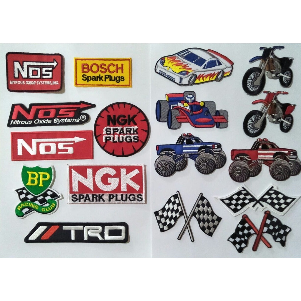 อาร์ม-ตัวรีดติดเสื้อ-อาร์มปัก-patch-nos-spark-plugs-bbs-bp-racing-รถแข่ง-มอเตอร์ไซค์-รถโฟวิล-1