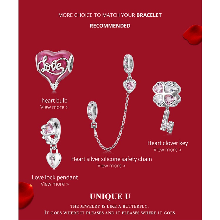 ภาพสินค้าBamoer Beads 925 Sterling Silver Valentine's Day Series Charm 4 style Fashion Accessories Fit DIY Bracelet and Necklace จากร้าน bamoer.th บน Shopee ภาพที่ 2