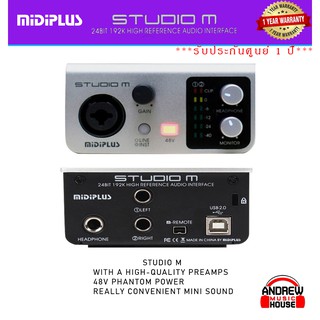 MiDiPLUS STUDIO M Audio Interface 1IN/2OUT 24BIT/192kHz ออดิโออินเตอร์เฟส 1IN/2OUT พร้อมปรีแอมป์ ***รับประกันศูนย์ 1 ปี*