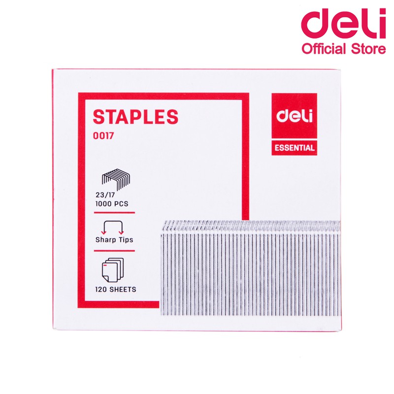 deli-0017-ลวดเย็บกระดาษเบอร์-23-17-120-sheets-เย็บได้-1-000-ครั้ง-จำนวน-1-กล่อง-ลวดเย็บ-แม็ค-แม็ก-อุปกรณ์สำนักงาน