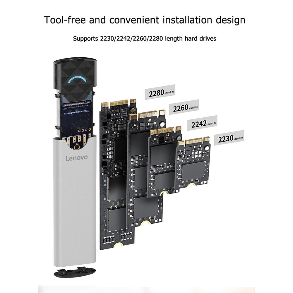 ภาพประกอบคำอธิบาย เคสฮาร์ดดิสก์ Lenovo M2 SSD M.2 เป็น USB 3.1 Gen 2 nvme SSD สําหรับ nvme PCIE M Key NGFF SATA B (B+M) Key SDD