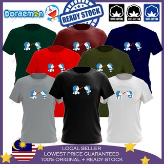 เสื้อยืดผ้าฝ้าย 100% พิมพ์ลาย DORAEMON COUPLE LOVE BAJU LELAKI PEREMPUAN