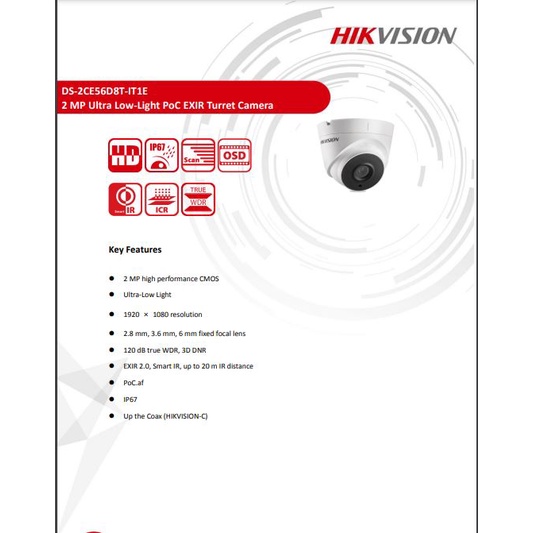 hikvision-2mp-กล้องวงจรปิดรุ่น-ds-2ce56d8t-it1e-3-6-2ตัว
