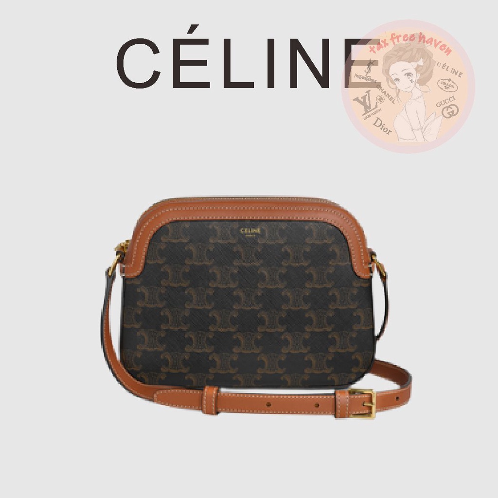 shopee-ราคาถูกสุดๆ-ของแท้-100-celine-brand-new-triomphe-canvas-and-calfskin-small-camera-bag