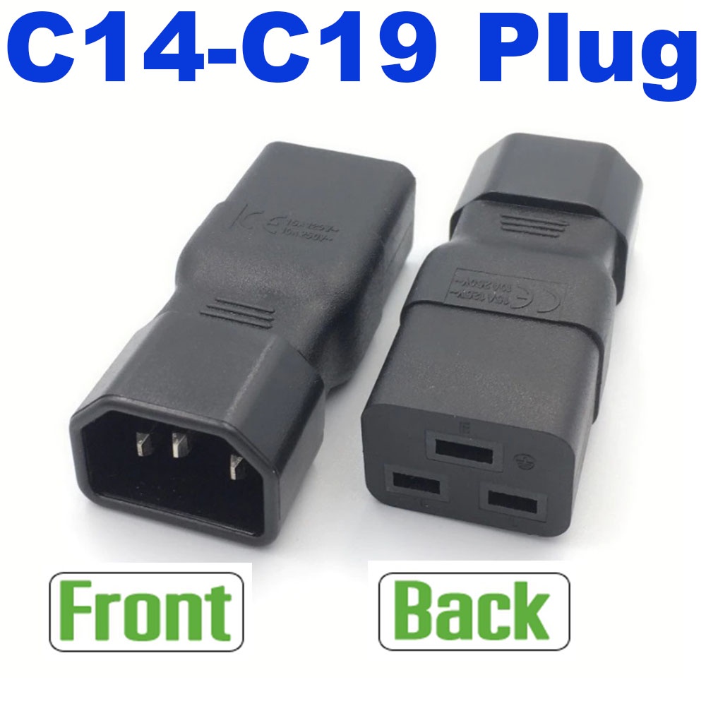 thumbnail image 2 of 5-Pack IEC C14 To C19 Power Adapters - 15A/10A Rated, PVC Molded, Black 2 of 9
