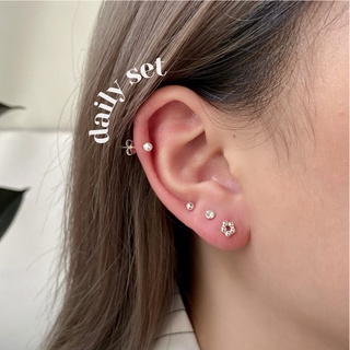 สินค้า 🔥ใส่โค้ด 2NFT4 ลด 45.-🔥daily set earring silver925  // เซ็ทต่างหูเงินแท้925 ต่างหูจิ๋ว เหมาะสำหรับคนแพ้ง่าย