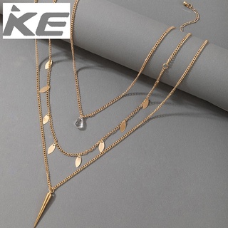 Accessories temperament multi-crystal pendant necklace simple conical leaf necklace for girls