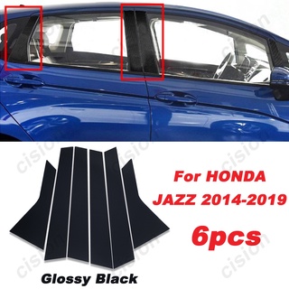 สติ๊กเกอร์ตกแต่งประตูหน้าต่าง B C สีดําเคลือบเงา 6 ชิ้นสําหรับ Honda Fit Jazz Gen 2014-2020