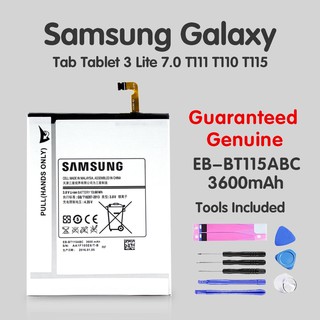 Original แบตเตอรี่  Samsung Galaxy Tab 3 Lite 7.0 EB-BT115ABC 3G SM-T111 T110 T115 เม็ด Batteria 3600 mAh