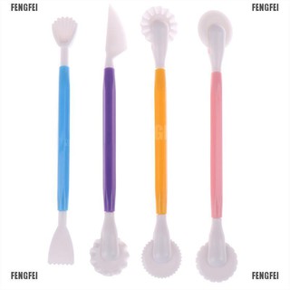 Fengfei✿เครื่องมือตัด ตกแต่งเค้ก ฟองดองท์ งานฝีมือ 4 ชิ้น