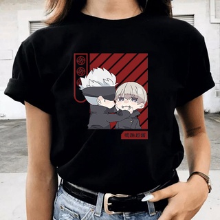 คอลูกเรือเสื้อยืดคอกลมใหม่ เสื้อยืดลําลอง แขนสั้น พิมพ์ลายกราฟฟิค Jujutsu Kaisen Toge Inumaki Bonito Flakes Satoru Gojo